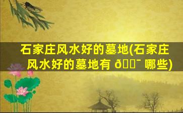 石家庄风水好的墓地(石家庄风水好的墓地有 🐯 哪些)